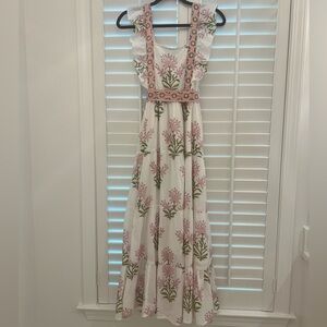 Chic White and Pink Floral Maxi Dress